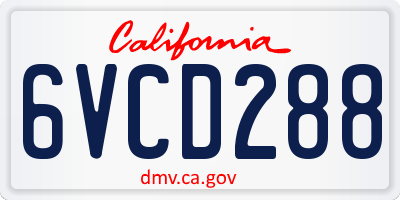 CA license plate 6VCD288