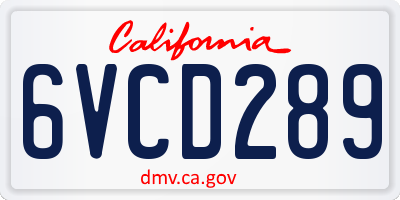 CA license plate 6VCD289