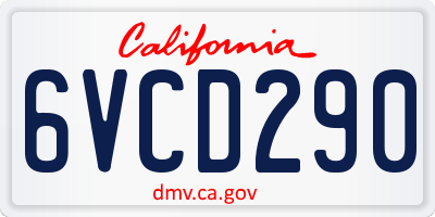 CA license plate 6VCD290