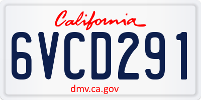 CA license plate 6VCD291