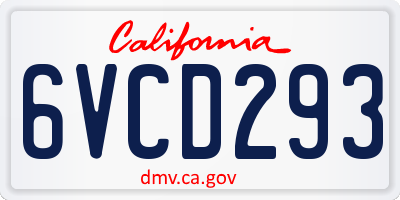 CA license plate 6VCD293
