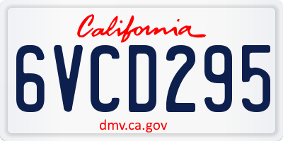 CA license plate 6VCD295