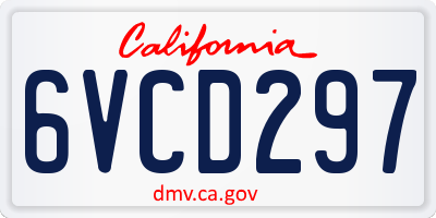 CA license plate 6VCD297