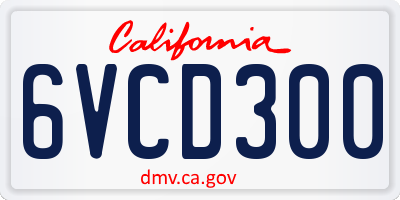 CA license plate 6VCD300