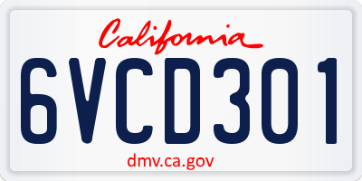 CA license plate 6VCD301