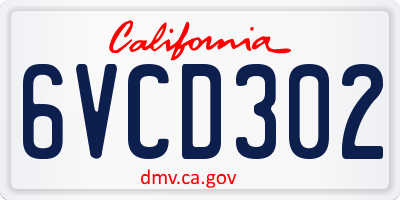 CA license plate 6VCD302