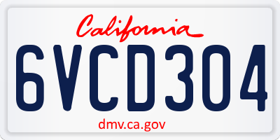 CA license plate 6VCD304