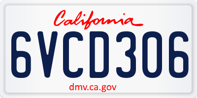 CA license plate 6VCD306