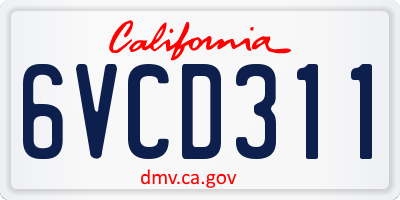 CA license plate 6VCD311