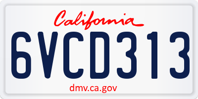 CA license plate 6VCD313