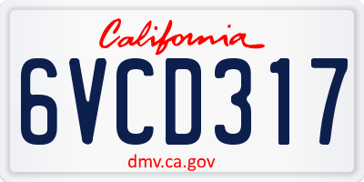 CA license plate 6VCD317