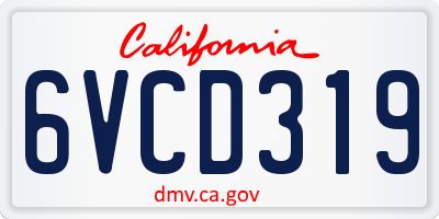 CA license plate 6VCD319