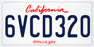 CA license plate 6VCD320
