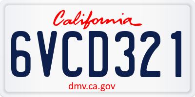 CA license plate 6VCD321