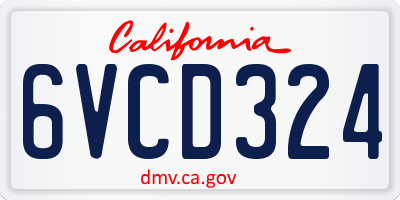 CA license plate 6VCD324