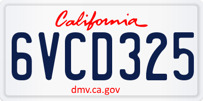 CA license plate 6VCD325