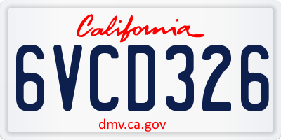 CA license plate 6VCD326