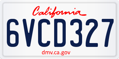 CA license plate 6VCD327