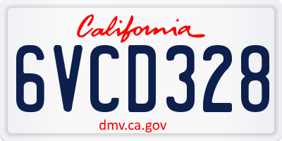 CA license plate 6VCD328