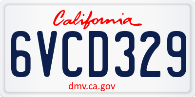 CA license plate 6VCD329