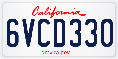 CA license plate 6VCD330