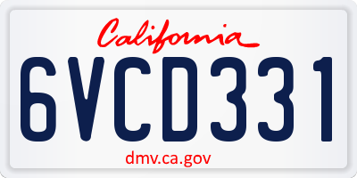 CA license plate 6VCD331