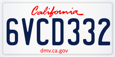 CA license plate 6VCD332