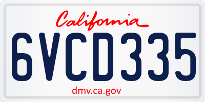 CA license plate 6VCD335