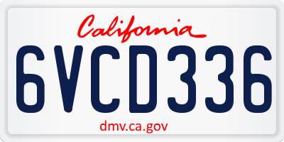 CA license plate 6VCD336