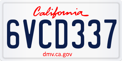 CA license plate 6VCD337