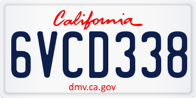 CA license plate 6VCD338