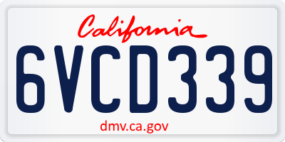 CA license plate 6VCD339