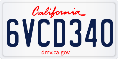 CA license plate 6VCD340