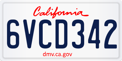 CA license plate 6VCD342