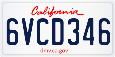 CA license plate 6VCD346
