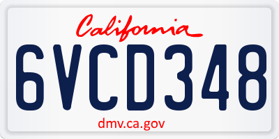 CA license plate 6VCD348