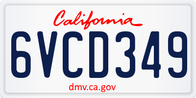 CA license plate 6VCD349