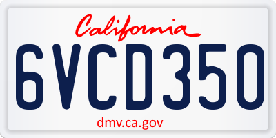 CA license plate 6VCD350