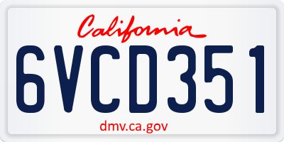 CA license plate 6VCD351
