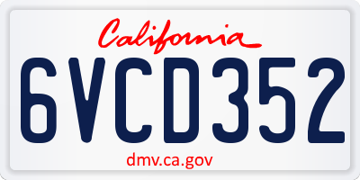 CA license plate 6VCD352