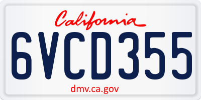 CA license plate 6VCD355