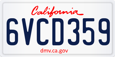 CA license plate 6VCD359