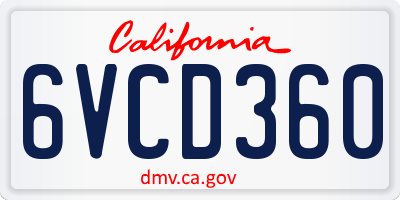 CA license plate 6VCD360