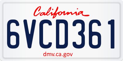 CA license plate 6VCD361