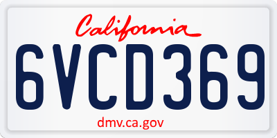 CA license plate 6VCD369