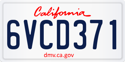 CA license plate 6VCD371