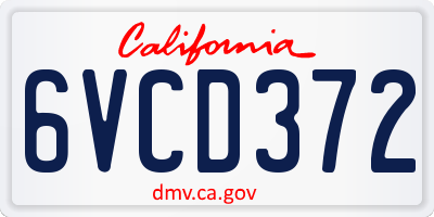 CA license plate 6VCD372
