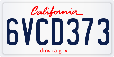 CA license plate 6VCD373