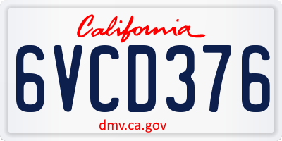 CA license plate 6VCD376