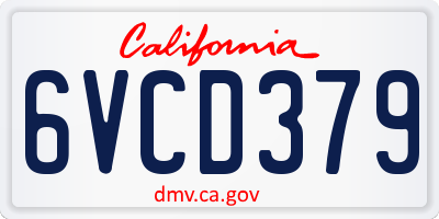 CA license plate 6VCD379